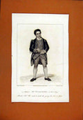 Original Old Antique Print Portrait C1829 Michael Mr Wilkinson Free 19th Century