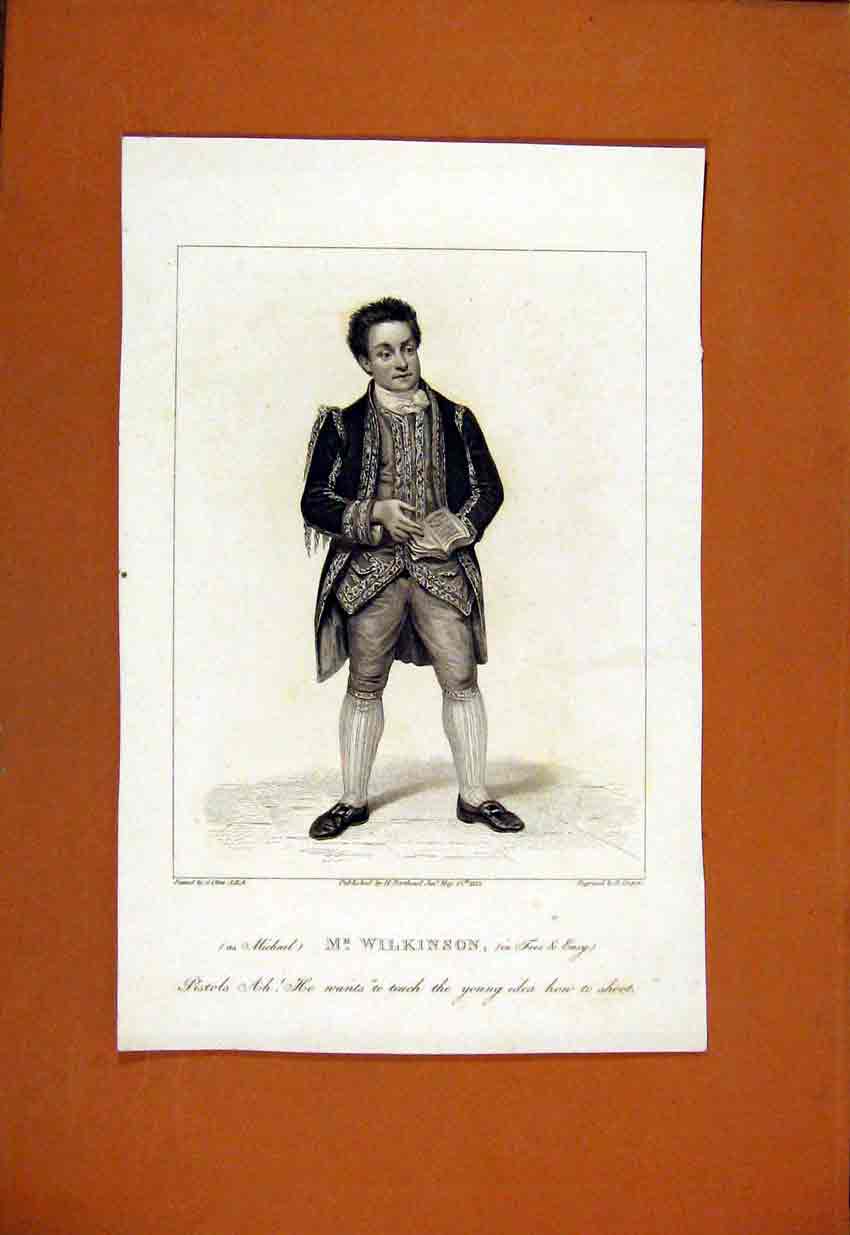 Original Old Antique Print Portrait C1829 Michael Mr Wilkinson Free 19th Century