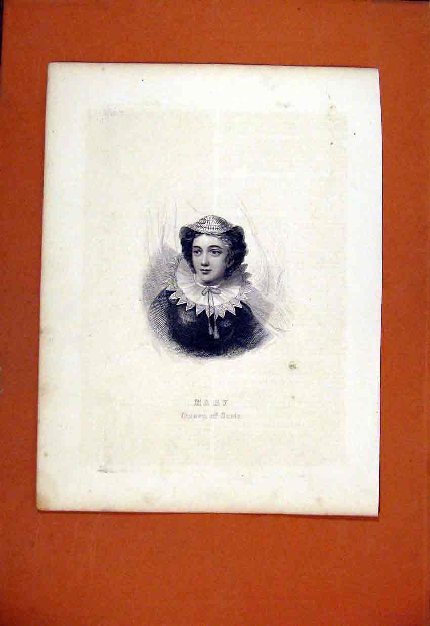 Original Old Vintage Print Mary Queen Scots Portrait Fine Art C1929 20th Century