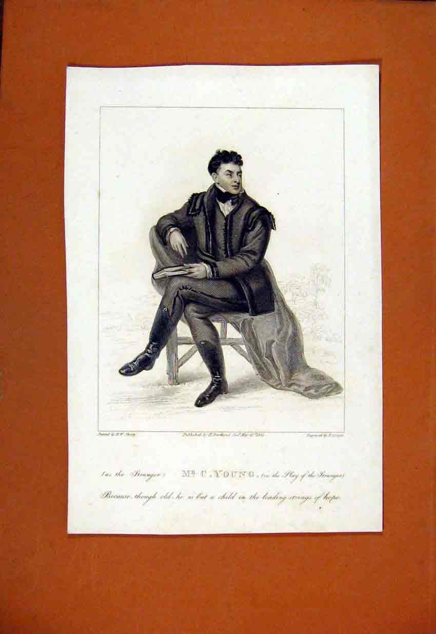 Original Old Vintage Print Mr C Young Portrait Fine Art C1929 20th Century