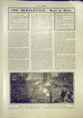 Original Old Antique Print Fire Dublin Ireland Drapery Factory Todd Burns 1902