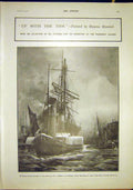 Original Old Antique Print Tide Randall Fine Art 1902 Sea Picture Woodbury 1902