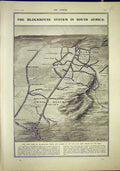 Old Antique Print Bockhouse Africa Map Boer American Cattle Horses 1902 20th