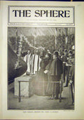 Original Old Antique Print Queen Alexandra Hms Devonport Ship Launch 1902 20th