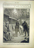 Original Old Antique Print Prince Wales Manchester Whitworth Hall Thomson Keys