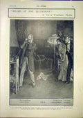 Original Old Antique Print Telephone Wyndham'S Theatre Warner Warwick 1902 20th
