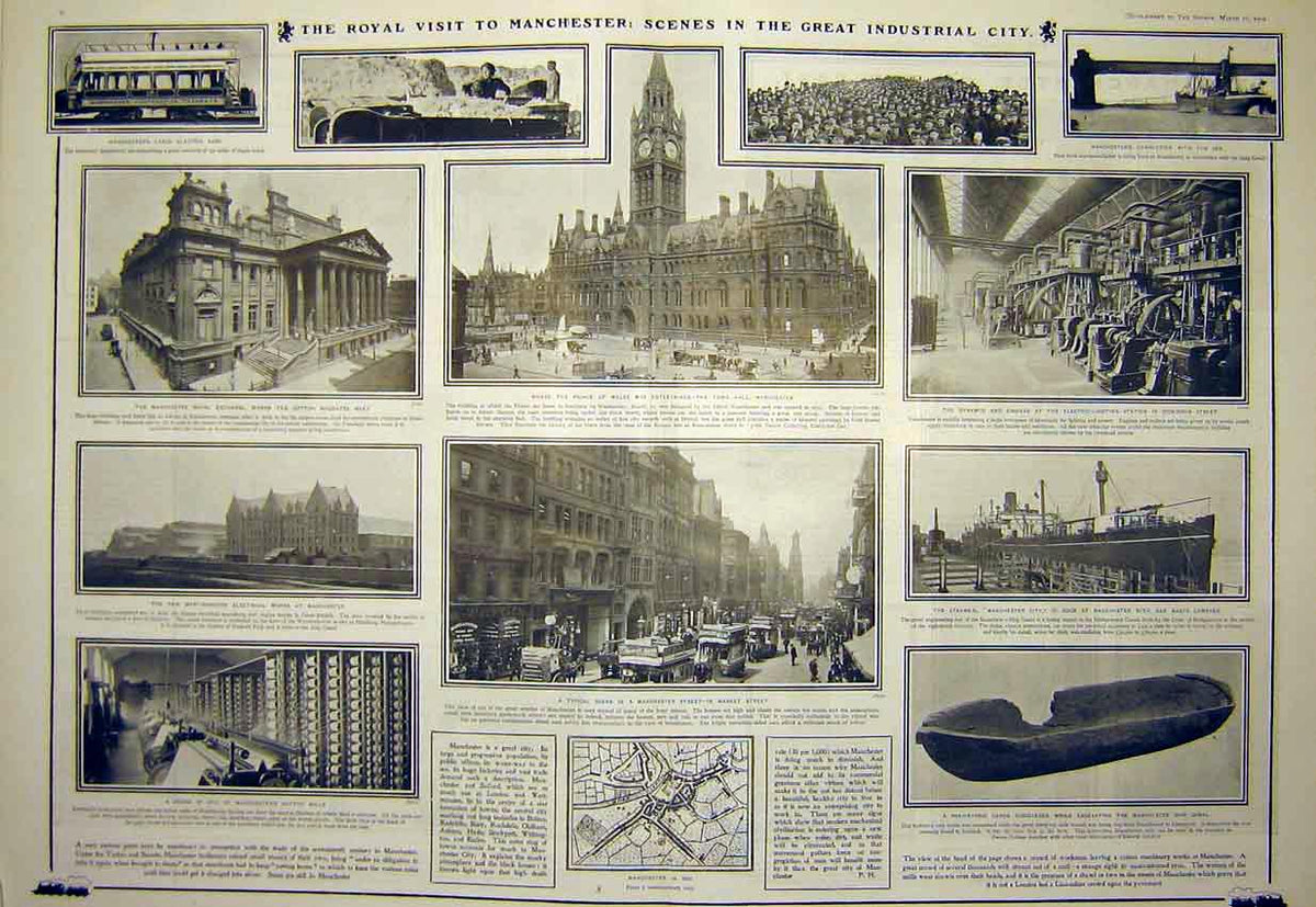 Old Antique Print Prince Wales Manchester Owens College Industrial 1902 20th