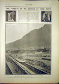 Original Old Antique Print Funeral Rhodes Africa Atlantic Shipping Morgan 1902