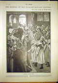 Original Old Antique Print May-Day Customs English Bermonsey Poor Folk 1902 20th