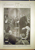 Original Old Antique Print Prince Wales Chancellor University Owen 1902 20th