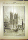 Original Old Antique Print Coronation Annex Westminster Abbey King Robe 1902
