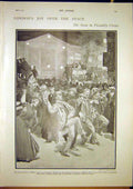 Original Old Antique Print London Peace Piccadilly Circus Mafeking Boer War 1902