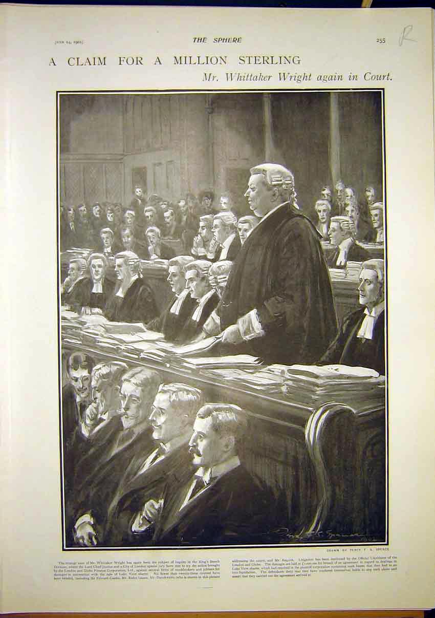 Original Old Antique Print Wright Court Eton College Celebrations 1902 20th