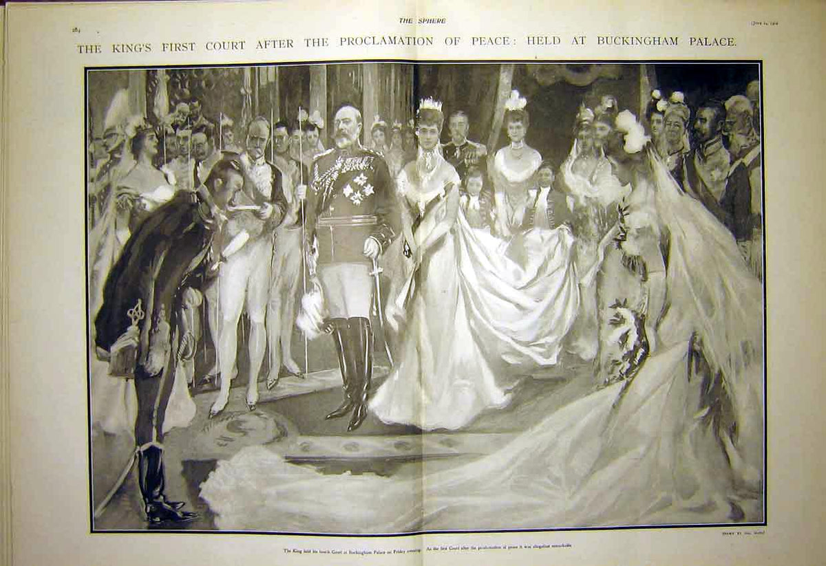 Original Old Antique Print Buckingham Palace King Court Peace Proclamation 1902