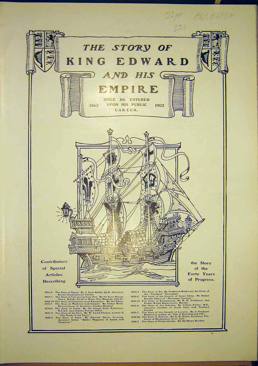Original Old Antique Print King Edward Empire Career Royal Story 1902 20th