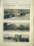 Original Old Antique Print King Windsor Buckingham Palace Procession 1902 20th