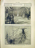 Old Antique Print Coronation Ludgate Circus Lion Dove King Illness 1902 20th