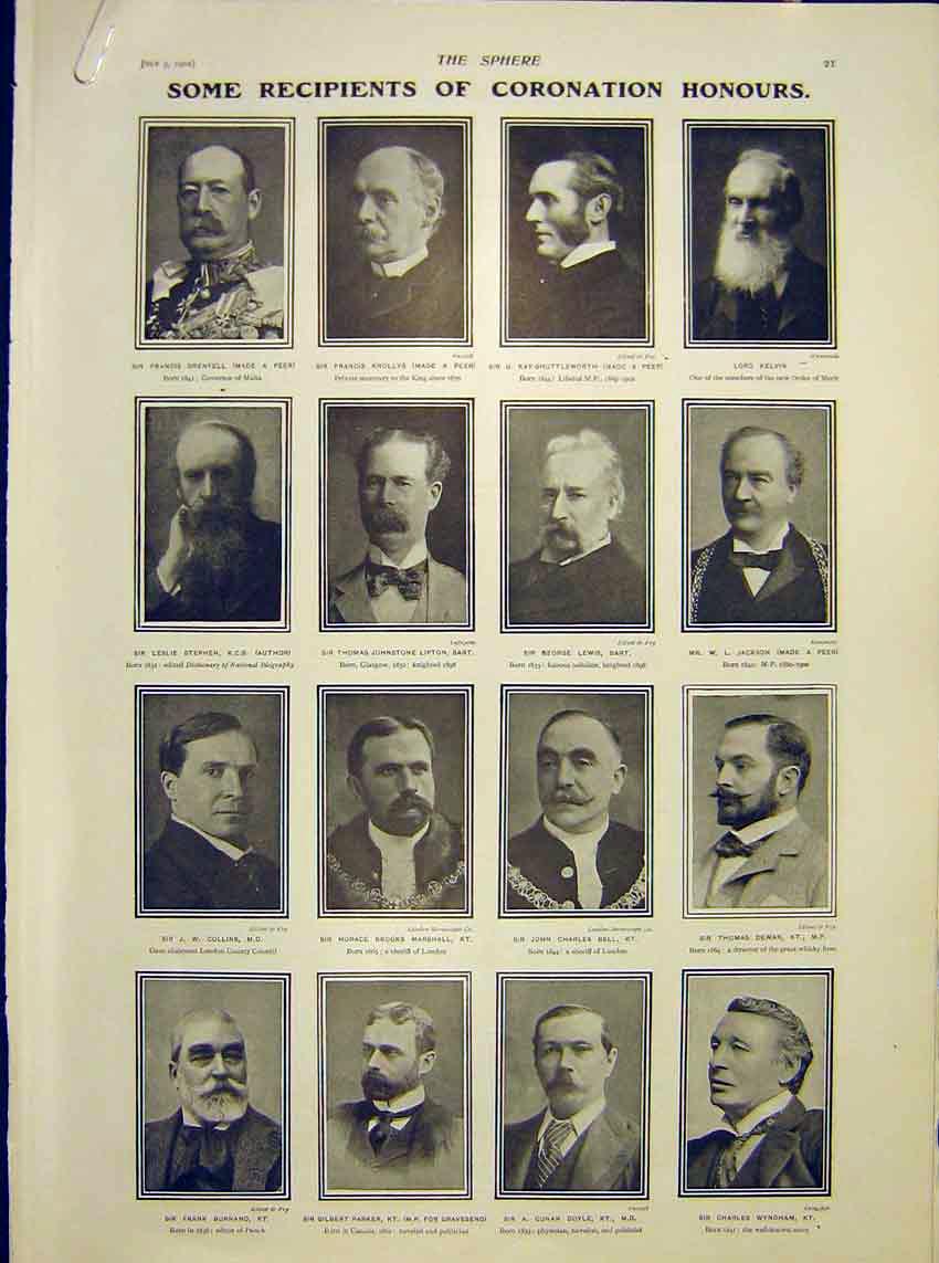 Original Old Antique Print Coronation Honours Portrait Prince Duke Sheriff 1902