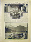 Original Old Antique Print Houseboat Kashmir New York Tower Babel Building 1902