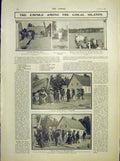 Original Old Antique Print Empire Coral Islands Manahiki Aitutaki 1902 20th
