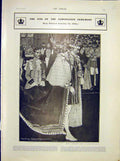 Original Old Antique Print Coronation Ceremony Abbey Royal Carriage 1902 20th