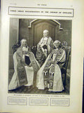 Original Old Antique Print Archbishop Canterbury Winchester York Portrait Church