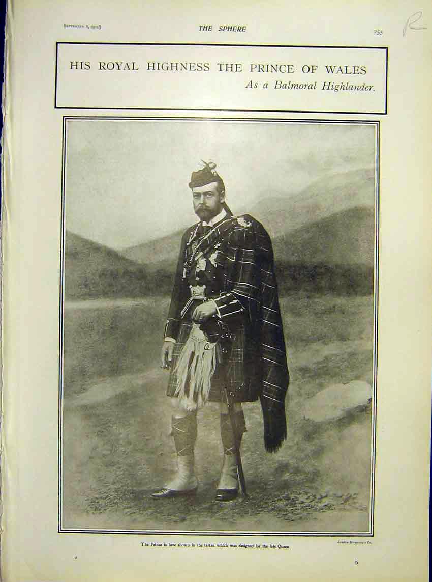 Original Old Antique Print Royal Portrait Prince Wales Roosevelt America 1902