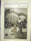 Original Old Antique Print Zulu Girls Toilet Native Women Africa 1902 20th