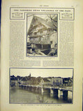 Original Old Antique Print Swiss Treasure Basle Locomotive Stephenson 1902 20th