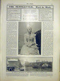 Original Old Antique Print Queen Belgians London Bridge Traffic Congestion 1902