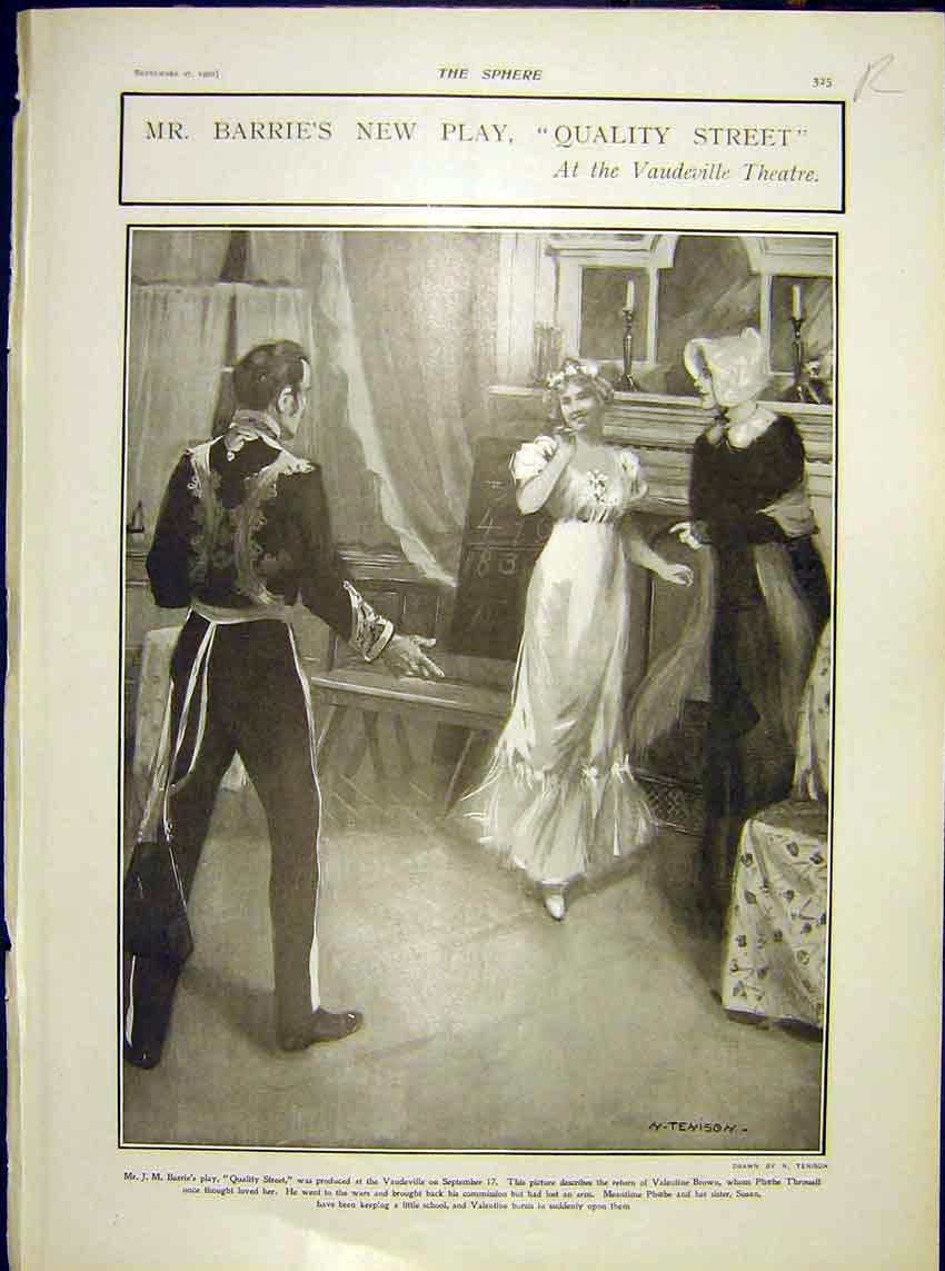 Original Old Antique Print Quality Street Theatre Barrie Hms Terrible Ship 1902