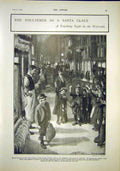 Original Old Antique Print Poulterer Santa Claus Children London West-End 1903