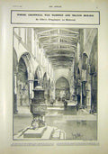 Original Old Antique Print Cromwell Married Milton Grave Cripplegate Church 1903