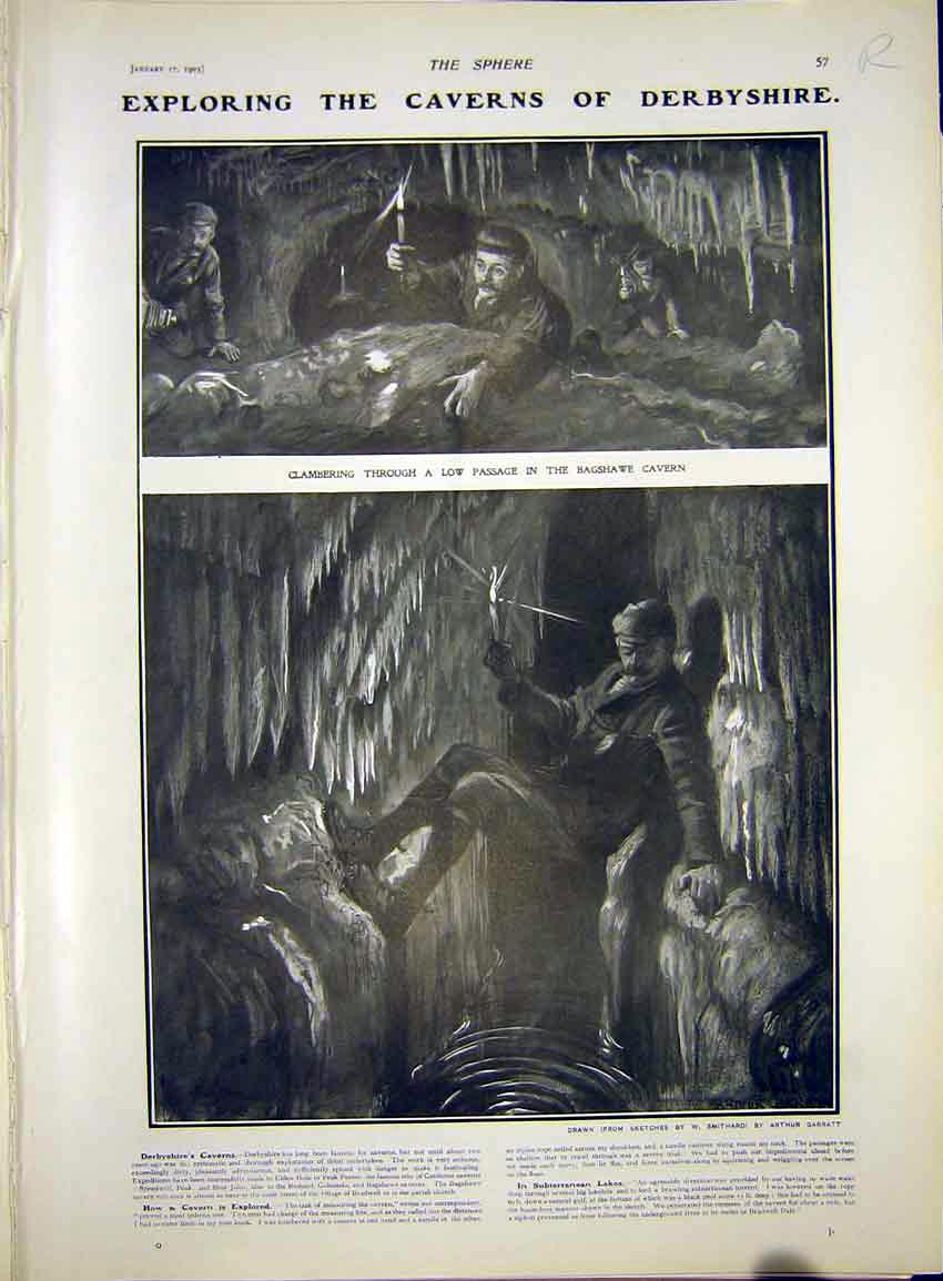 Old Antique Print Caverns Derbyshire Sultan Morocco Tetuan Tangier 1903 20th