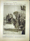Old Antique Print Parade Delhi Elephant Chain-Mail Somaliland Africa 1903 20th