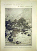 Original Old Antique Print St Patrick'S Day Shamrock Iii Ship Launch 1903 20th