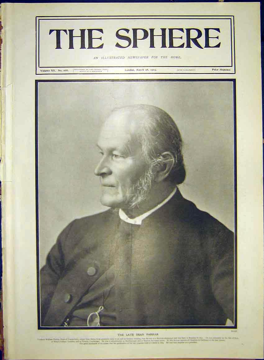 Original Old Antique Print Portrait Dean Farrar Canterbury 1903 20th Century