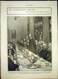 Old Antique Print Chamberlain Mansion House Elephant Acrobats Circus 1903 20th