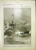 Original Old Antique Print King Edward Portugal Lisbon Arrival 1903 20th Century