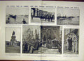 Old Antique Print King Edward Lisbon Portugal Historic Coach Barge 1903 20th