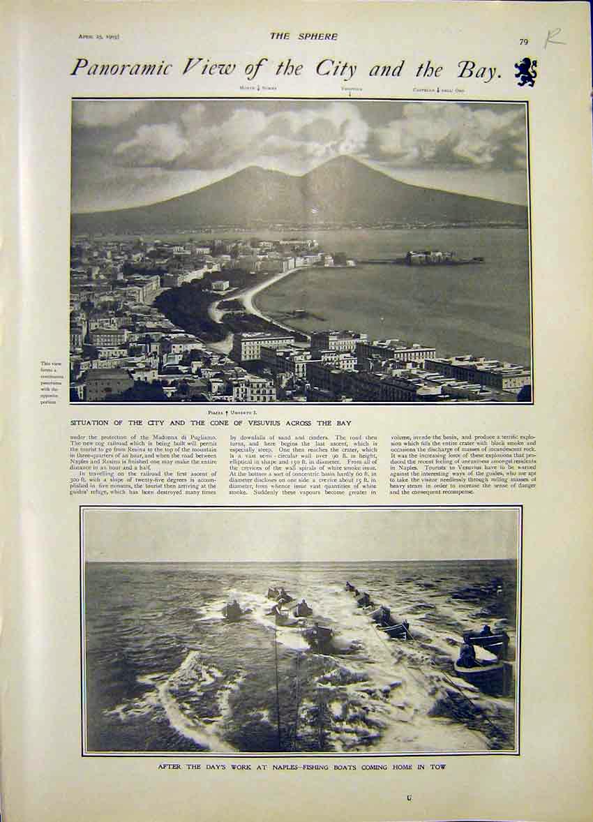 Old Antique Print Naples Italy Fishing Donkey Wet Paint Hadden Kano 1903 20th