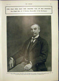 Original Old Antique Print Ritchie Chancellor Exchequer Income Tax 1903 20th