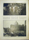 Original Old Antique Print King Edward Paris Crimean Veteran Vatican Pope 1903