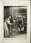 Original Old Antique Print German Emperor Pope Vatican Rome Italy 1903 20th