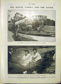 Original Old Antique Print Thames King Edward Prince Wales Children 1903 20th