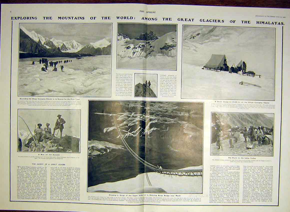 Original Old Antique Print Mount Kazbek Caucasus Jelu Dagh Mountains World 1903