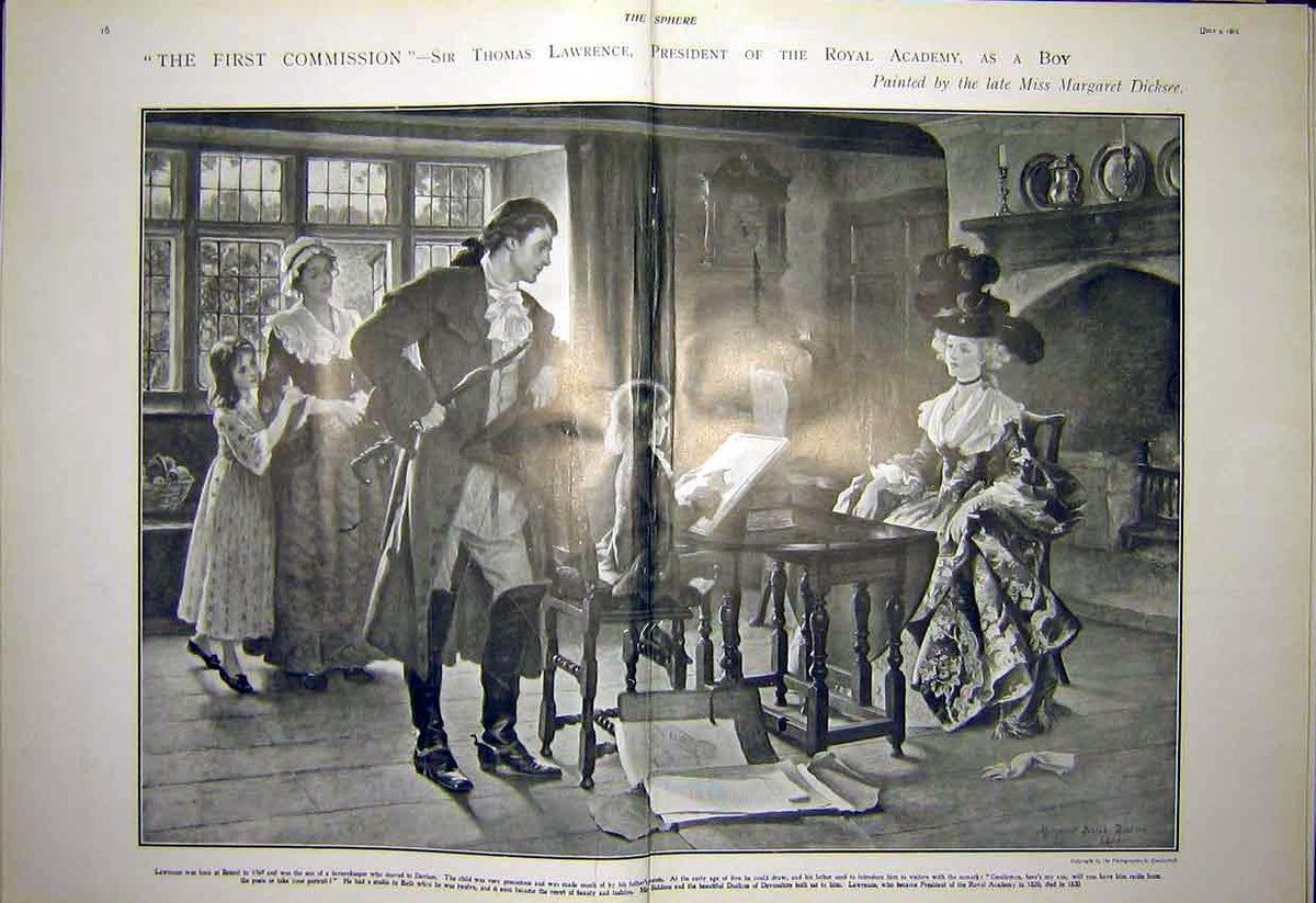 Original Old Antique Print First Commission Lawrence Fine Art 1903 Dicksee 20th