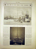 Original Old Antique Print United States Squadron Ships Kearsage Pope Leo 1903