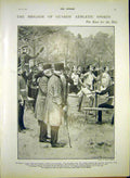 Original Old Antique Print Brigade Guards Athletic Sports Race 1903 20th Century