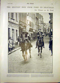 Old Antique Print Military Ride Paris Paget Chamberlain Canada Wheat 1903 20th